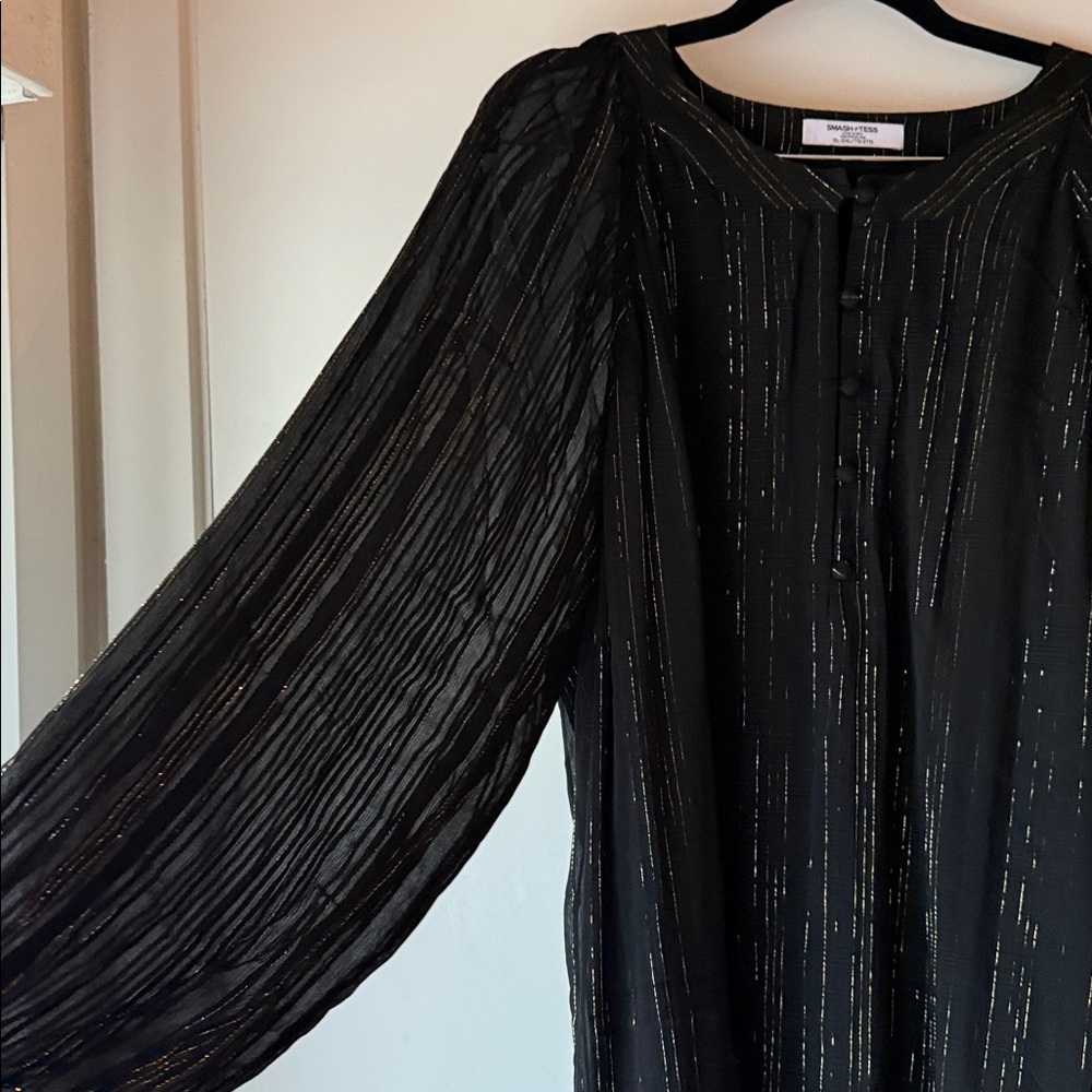 Smash + Tess Black and Gold Long Sleeve Dress - Picture 4 of 4